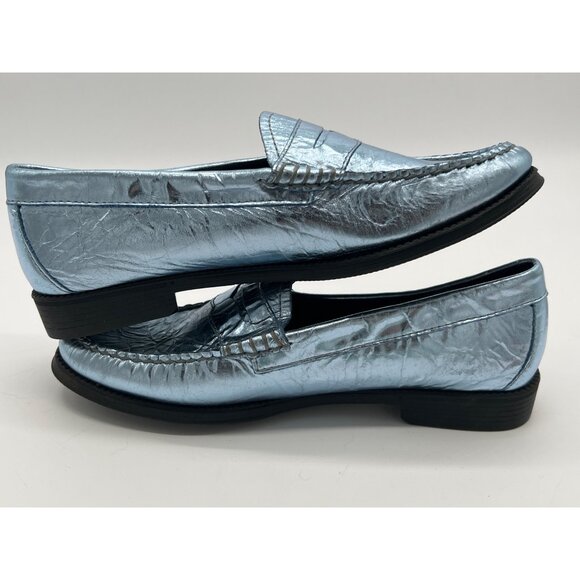 G.H. Bass Weejuns Originals Women's Wrinkled Metallic Blue Penny Loafers Size 6M - Picture 8 of 12